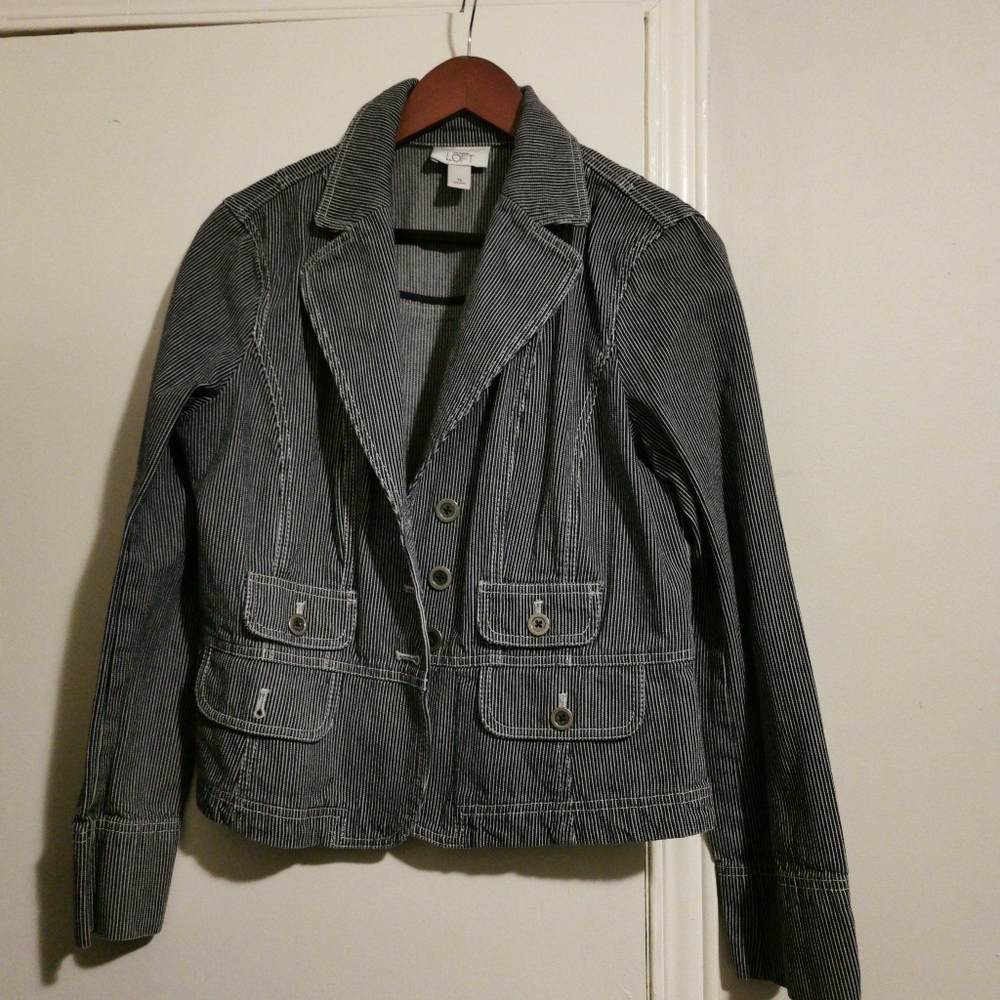 Loft denim stripped blazer